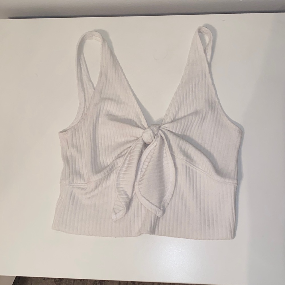 Abercrombie ribbed tie front top